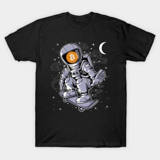 Astronaut Skate Bitcoin BTC Coin To The Moon Crypto Token Cryptocurrency Blockchain Wallet Birthday Gift For Men Women Kids T-Shirt